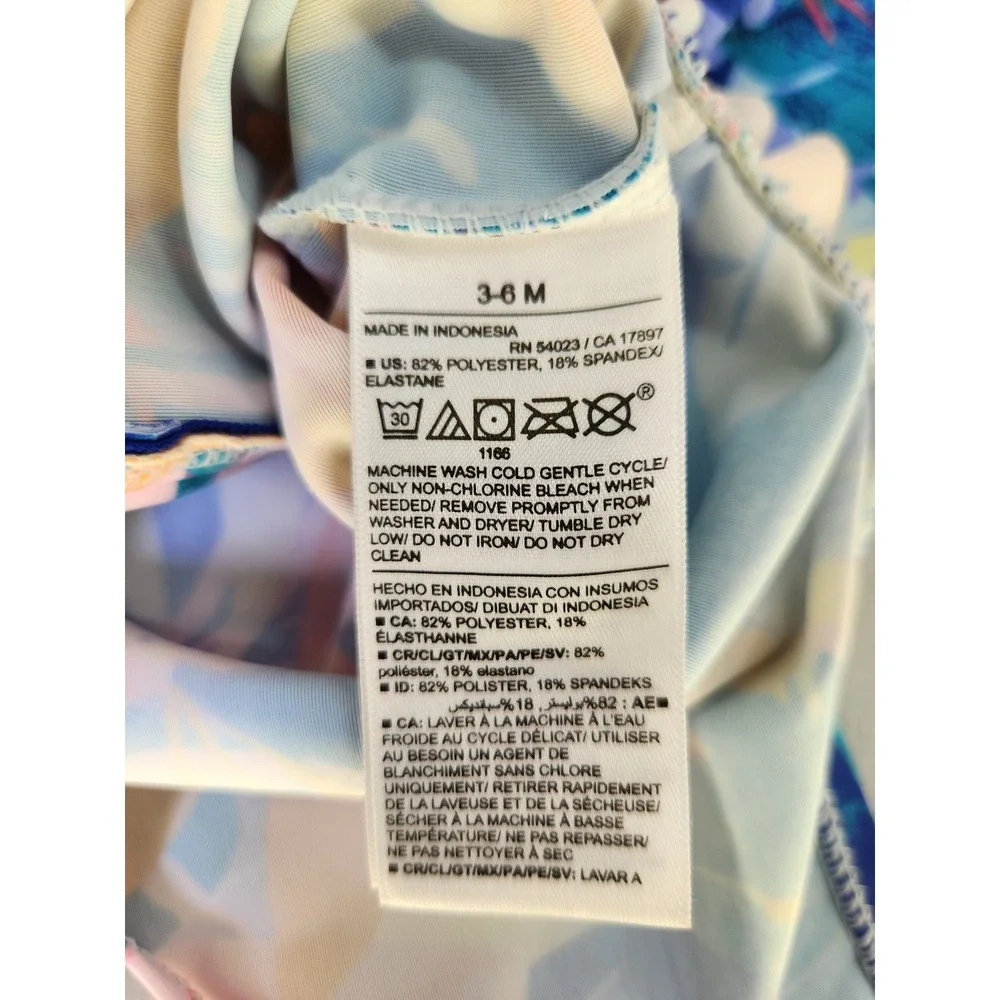 Old Navy Rash Guard Baby Girls 3-6M Tropical Print Bathing Suit Ruffle 1/4 Zip